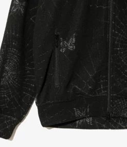 Rib Collar Track Jacket - Black - Pile Jacquard / Spider Web