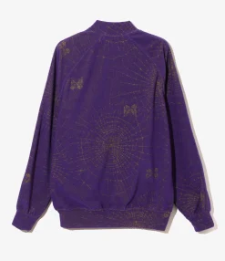 Rib Collar Track Jacket - Purple - Pile Jacquard / Spider Web
