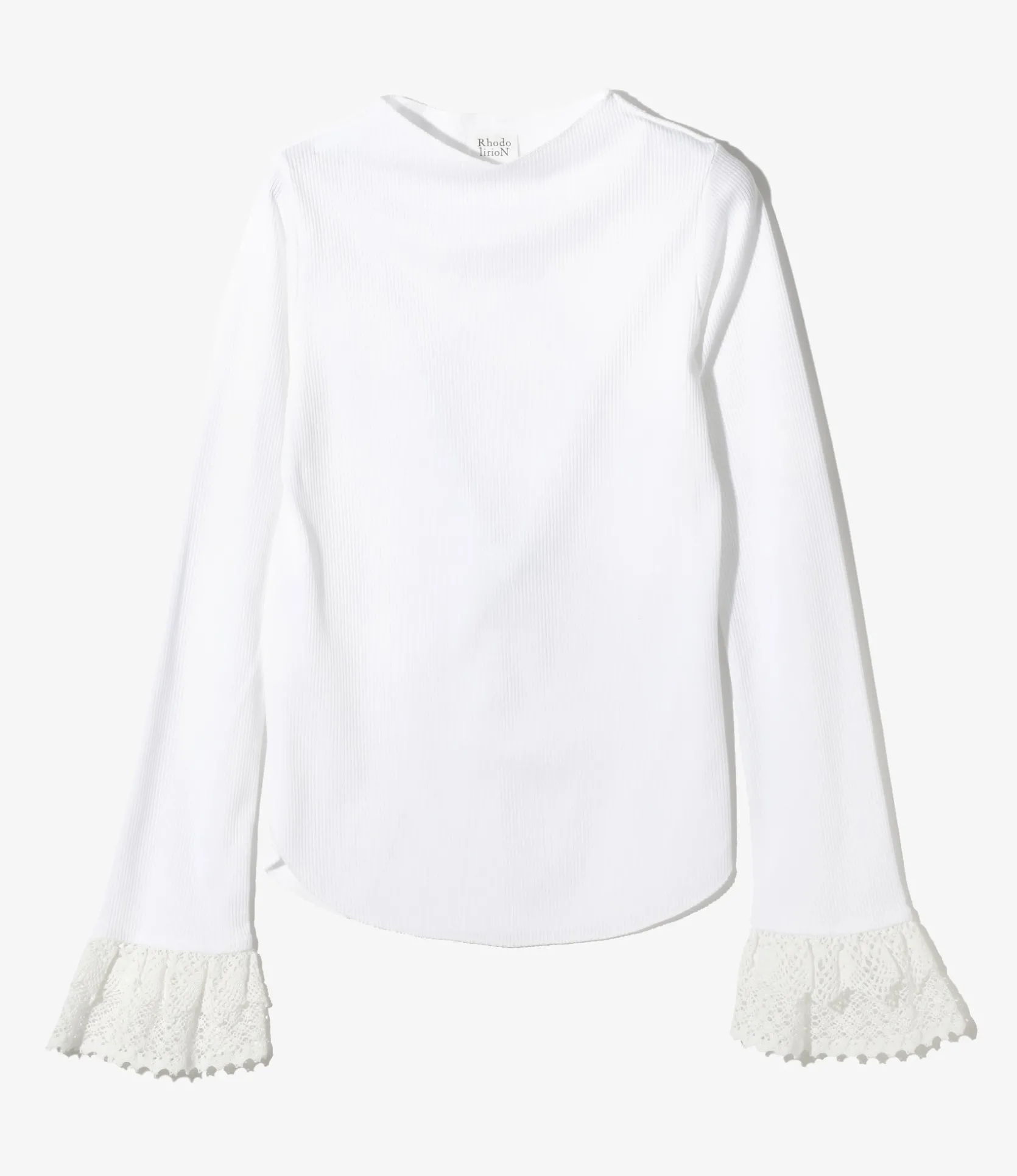 Ribbed Race Cuff Pullover Tee - White