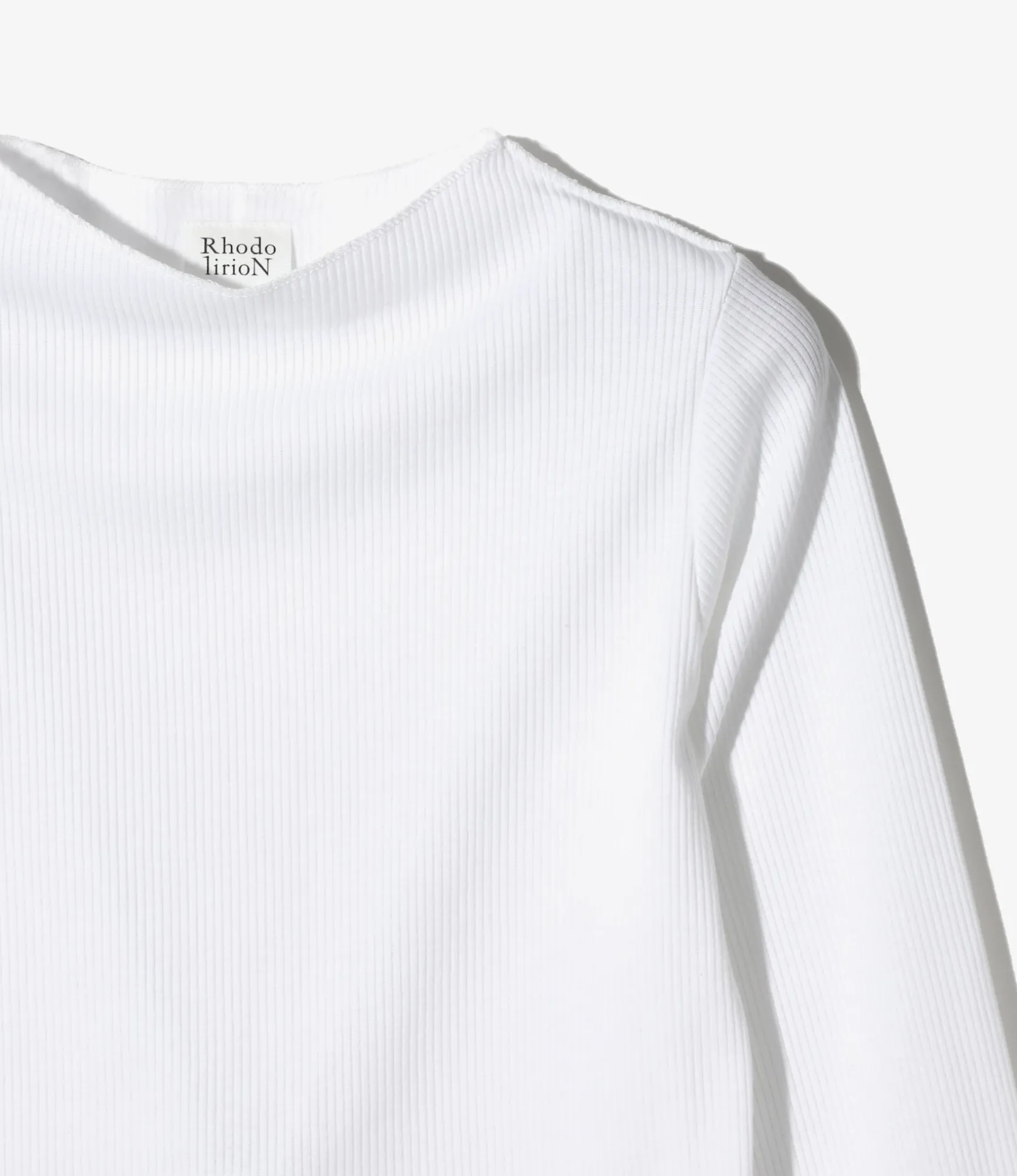 Ribbed Race Cuff Pullover Tee - White