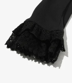 Ribbed Race Cuff Pullover Tee - Black