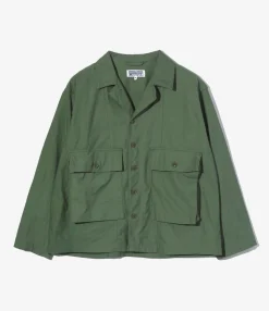 Sea Bees Jacket - Olive Cotton Reverse Sateen