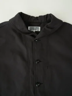 Shawl Collar Jacket - Black Cotton Reverse Sateen