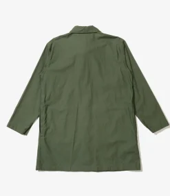 Shop Coat - Olive Cotton Reverse Sateen