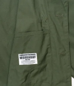 Shop Coat - Olive Cotton Reverse Sateen