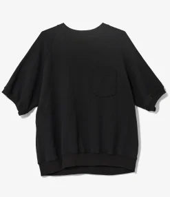 Short Sleeve Crew - Black Cotton French Terry