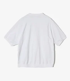 Short Sleeve Crew - White Cotton French Terry