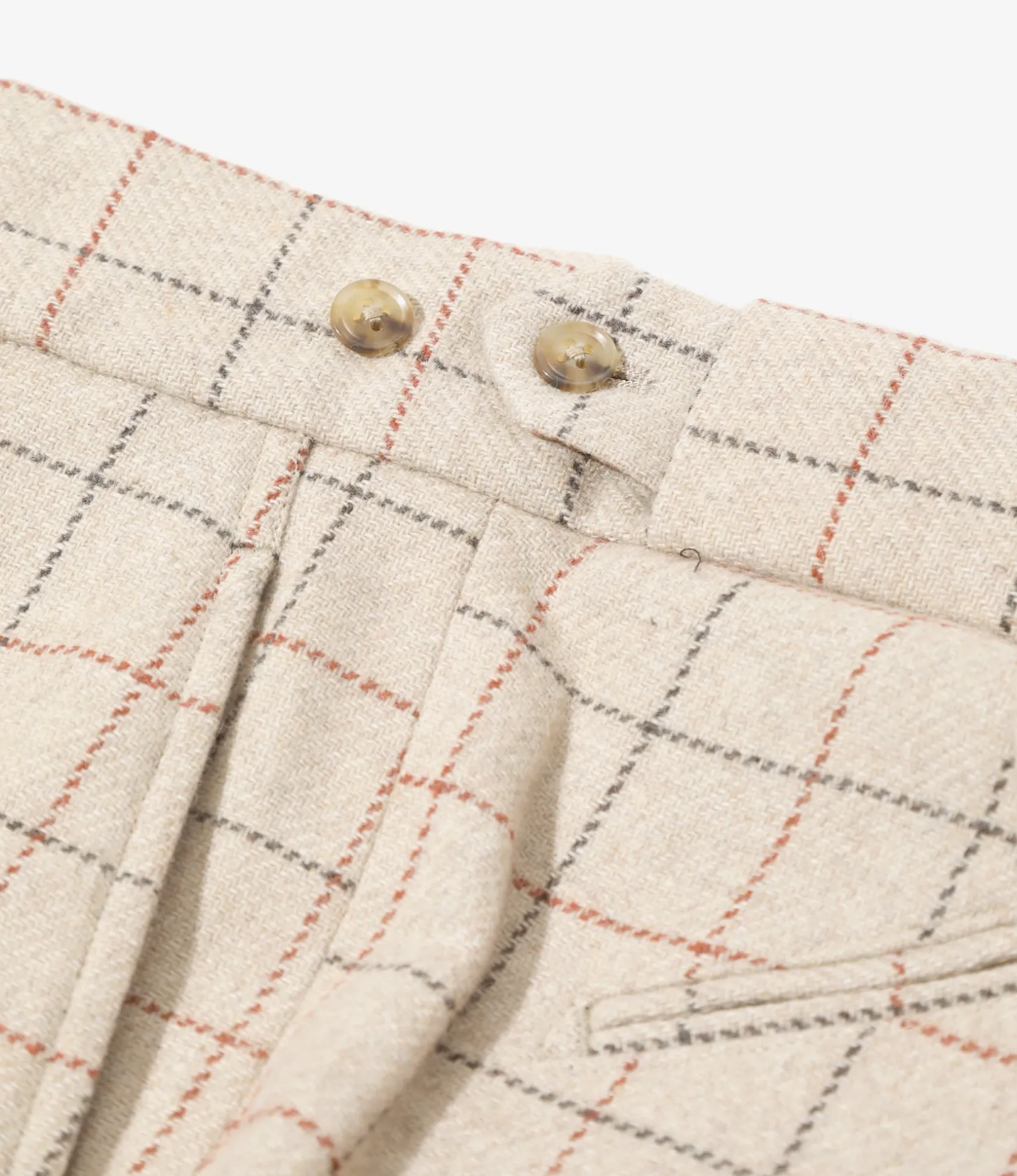 Side Tab Trouser - Beige - W/PE/PC/N/R Plaid Twill