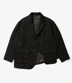 Slanted Jacket - Black Crest Flocked Jacquard