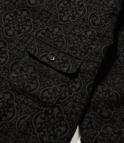 Slanted Jacket - Black Crest Flocked Jacquard