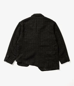 Slanted Jacket - Black Crest Flocked Jacquard