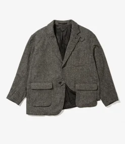Slanted Jacket - Grey Poly Wool Herringbone