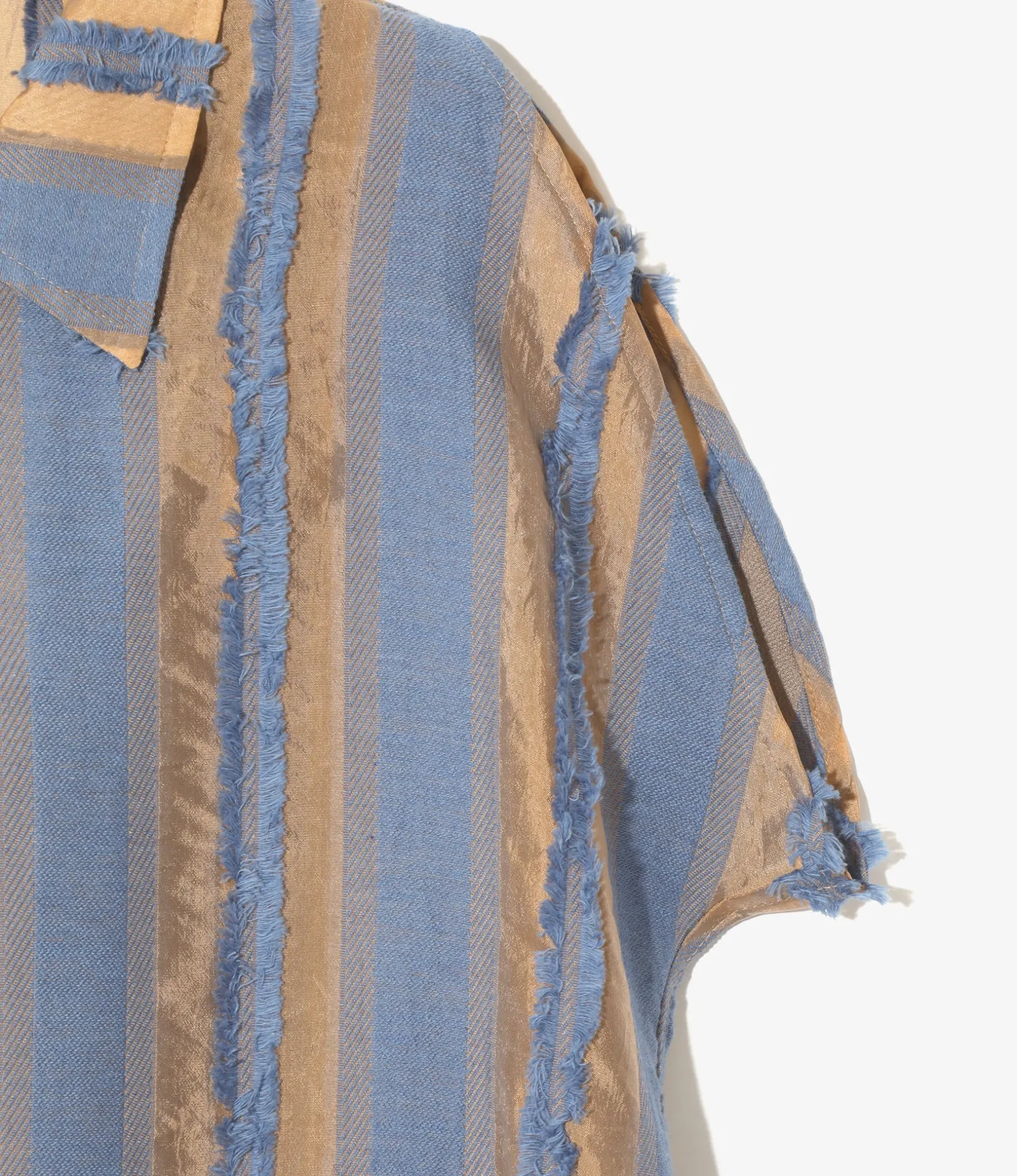 Sleeveless Dress - Beige/Blue - Stripe Cut Jacquard