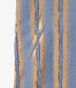 Sleeveless Dress - Beige/Blue - Stripe Cut Jacquard