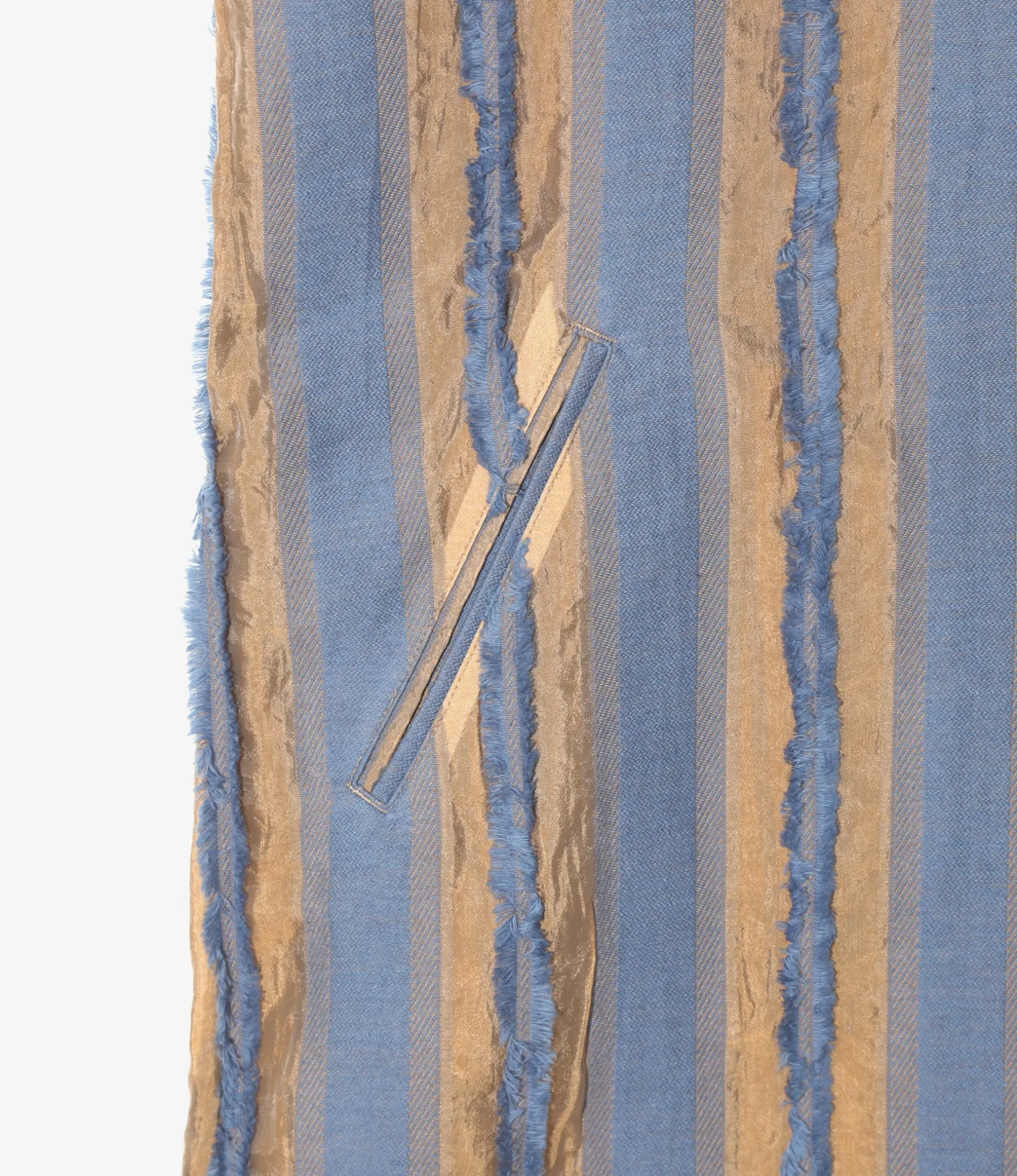 Sleeveless Dress - Beige/Blue - Stripe Cut Jacquard