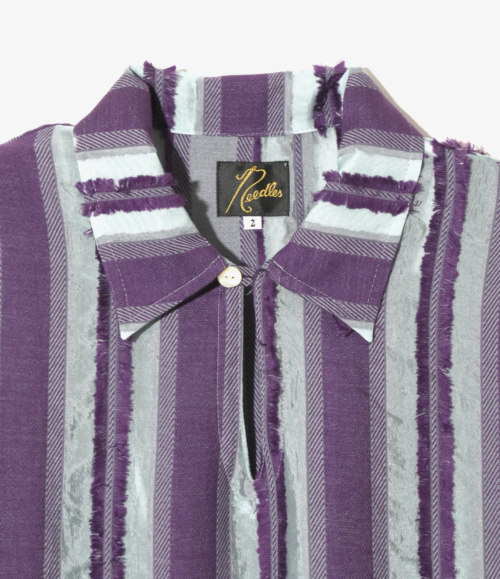 Sleeveless Dress - Sax/Purple - Stripe Cut Jacquard