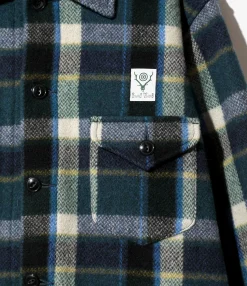 Smokey Shirt - Green - Wool Melton Plaid