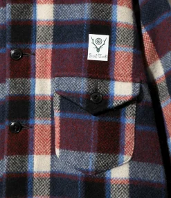 Smokey Shirt - Red - Wool Melton Plaid