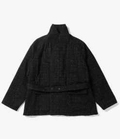 Smoking Jacket - Black Crest Flocked Jacquard
