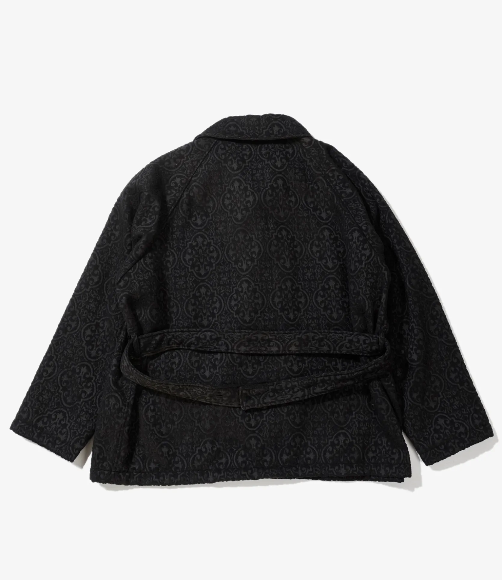 Smoking Jacket - Black Crest Flocked Jacquard
