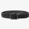 Square Studs Belt - Black - Suede Leather