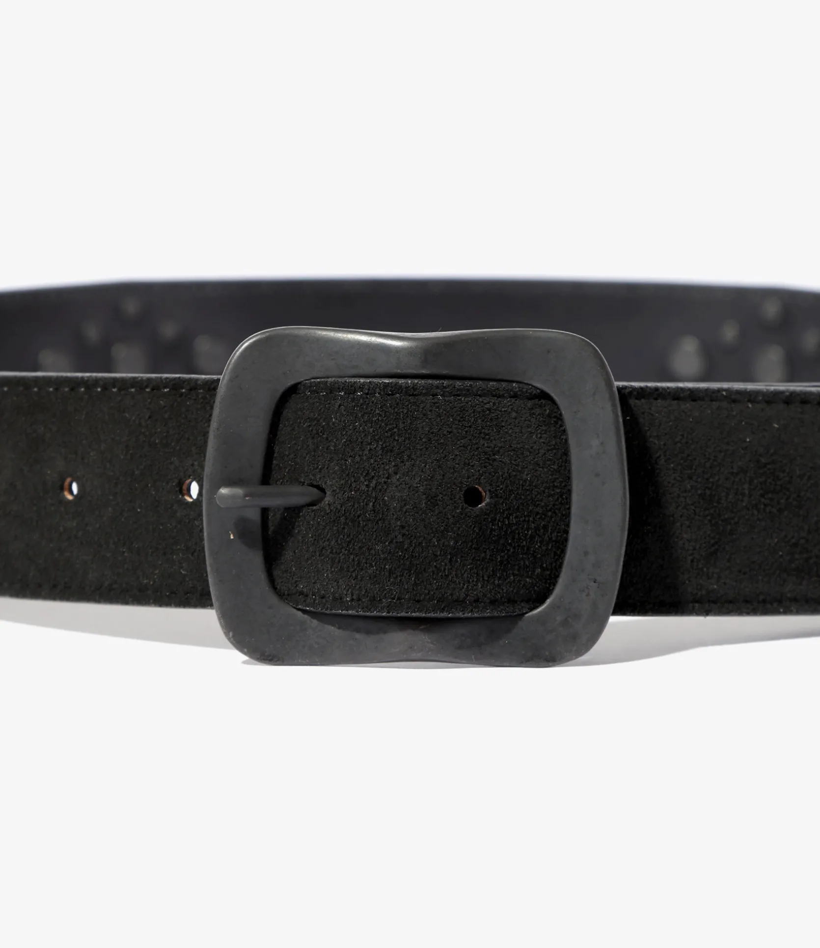 Square Studs Belt - Black - Suede Leather