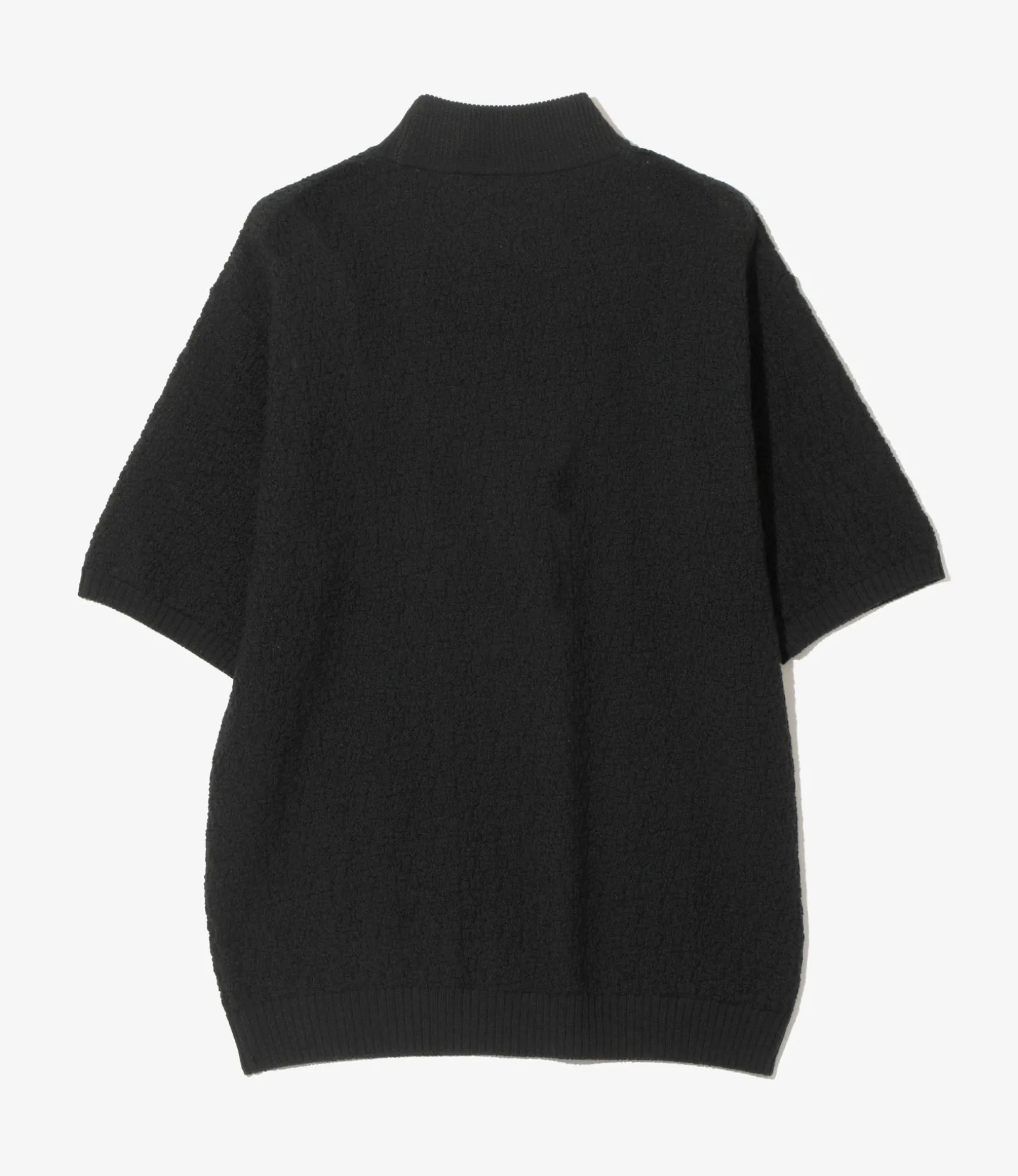 S/S Mock Neck Sweater - Black - Merino Wool Knit