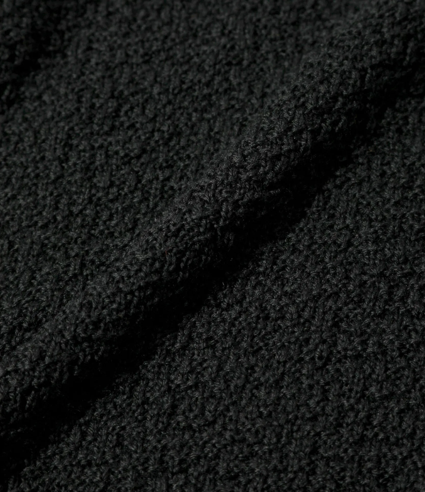S/S Mock Neck Sweater - Black - Merino Wool Knit