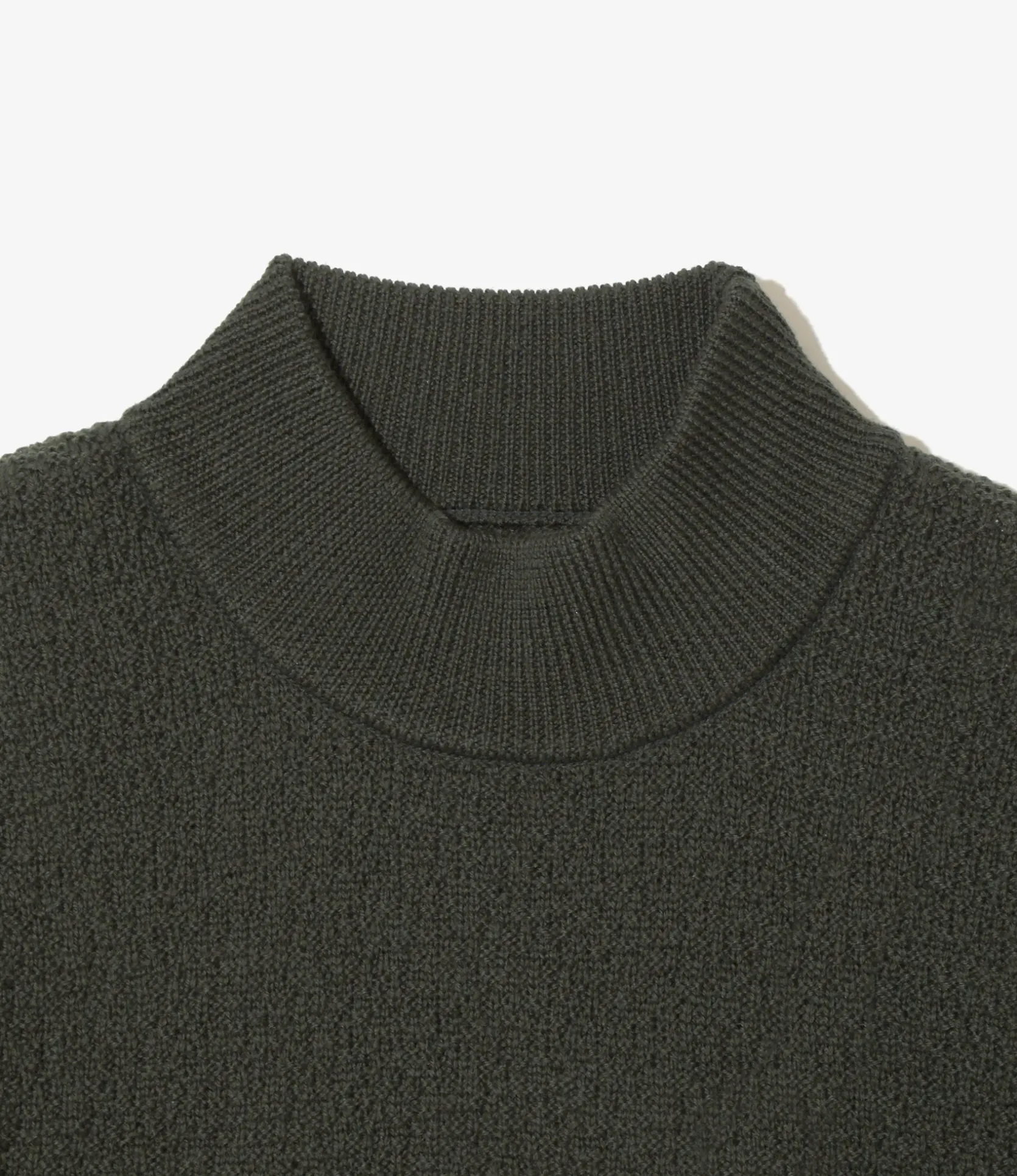 S/S Mock Neck Sweater - Green - Merino Wool Knit