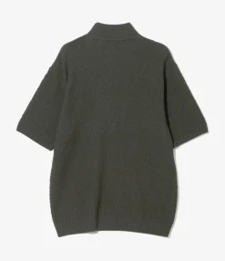 S/S Mock Neck Sweater - Green - Merino Wool Knit