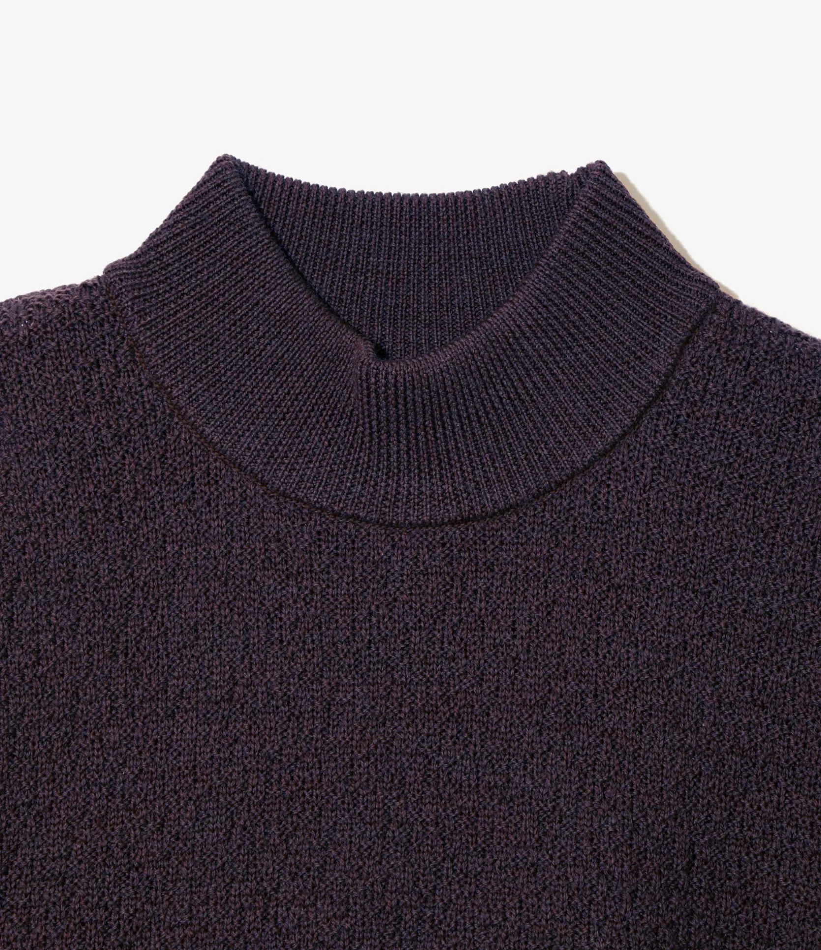 S/S Mock Neck Sweater - Purple- Merino Wool Knit