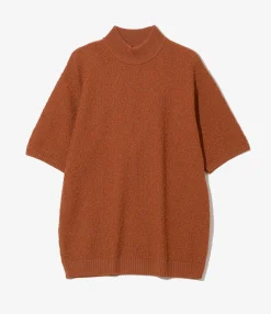 S/S Mock Neck Sweater - Rust - Merino Wool Knit