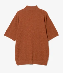S/S Mock Neck Sweater - Rust - Merino Wool Knit