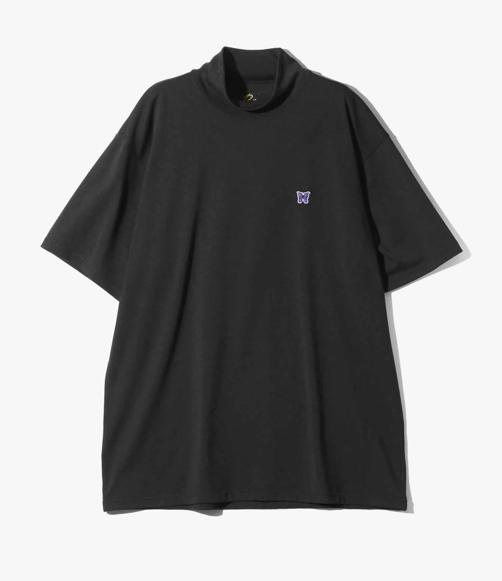 S/S Mock Neck Tee - Black - Poly Jersey