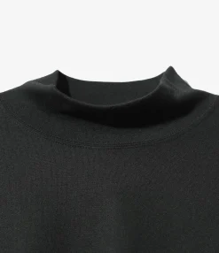 S/S Mock Neck Tee - Black - Poly Jersey
