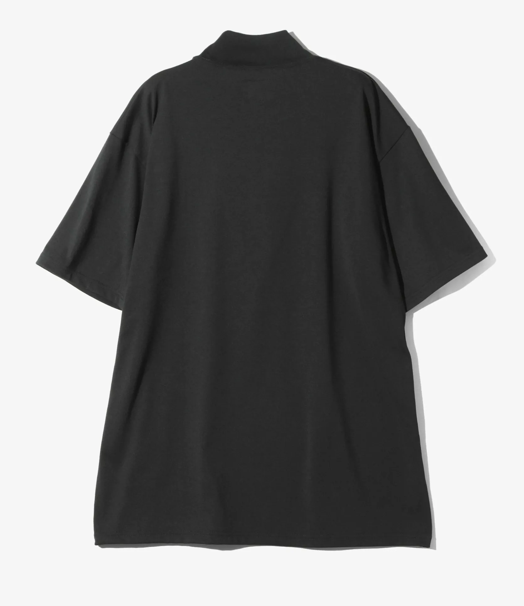 S/S Mock Neck Tee - Black - Poly Jersey