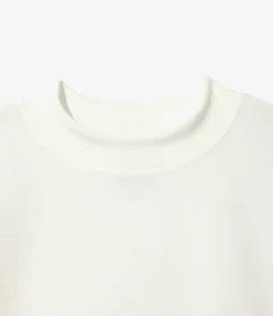 S/S Mock Neck Tee - White - Poly Pique