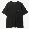 S/S Papillon Emb. Pocket Tee - Black - Cotton Jersey