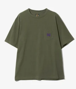 S/S Papillon Emb. Pocket Tee - Olive - Cotton Jersey