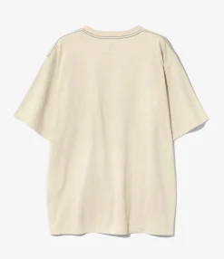 S/S Papillon Emb. Pocket Tee - Oatmeal - Cotton Jersey