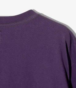 S/S Papillon Emb. Pocket Tee - Purple - Cotton Jersey