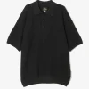 S/S Polo Sweater - Black - Merino Wool Knit