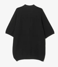 S/S Polo Sweater - Black - Merino Wool Knit