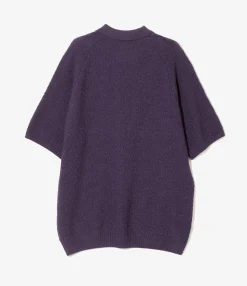 S/S Polo Sweater - Purple - Merino Wool Knit