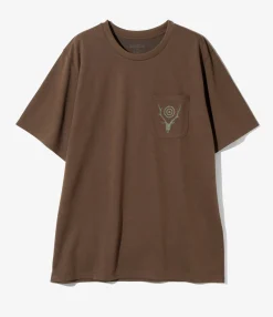 S/S Round Pocket Tee - Brown - Circle Horn