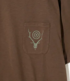 S/S Round Pocket Tee - Brown - Circle Horn