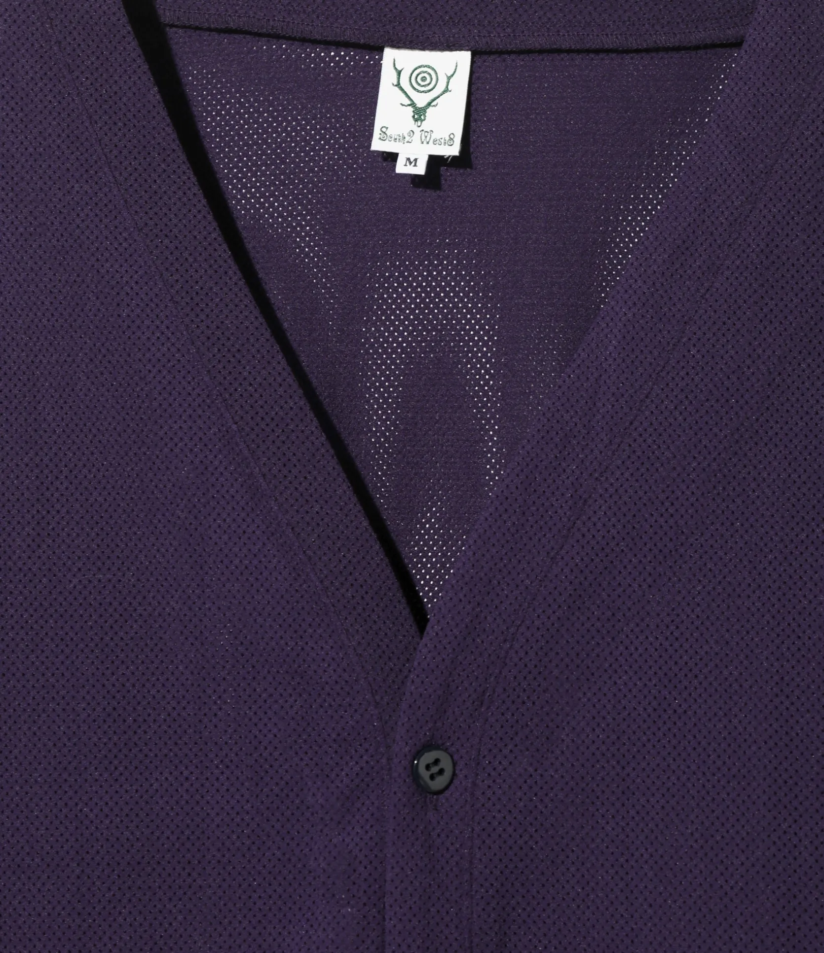 S.S. V Neck Cardigan - Dk. Purple - Knit Mesh