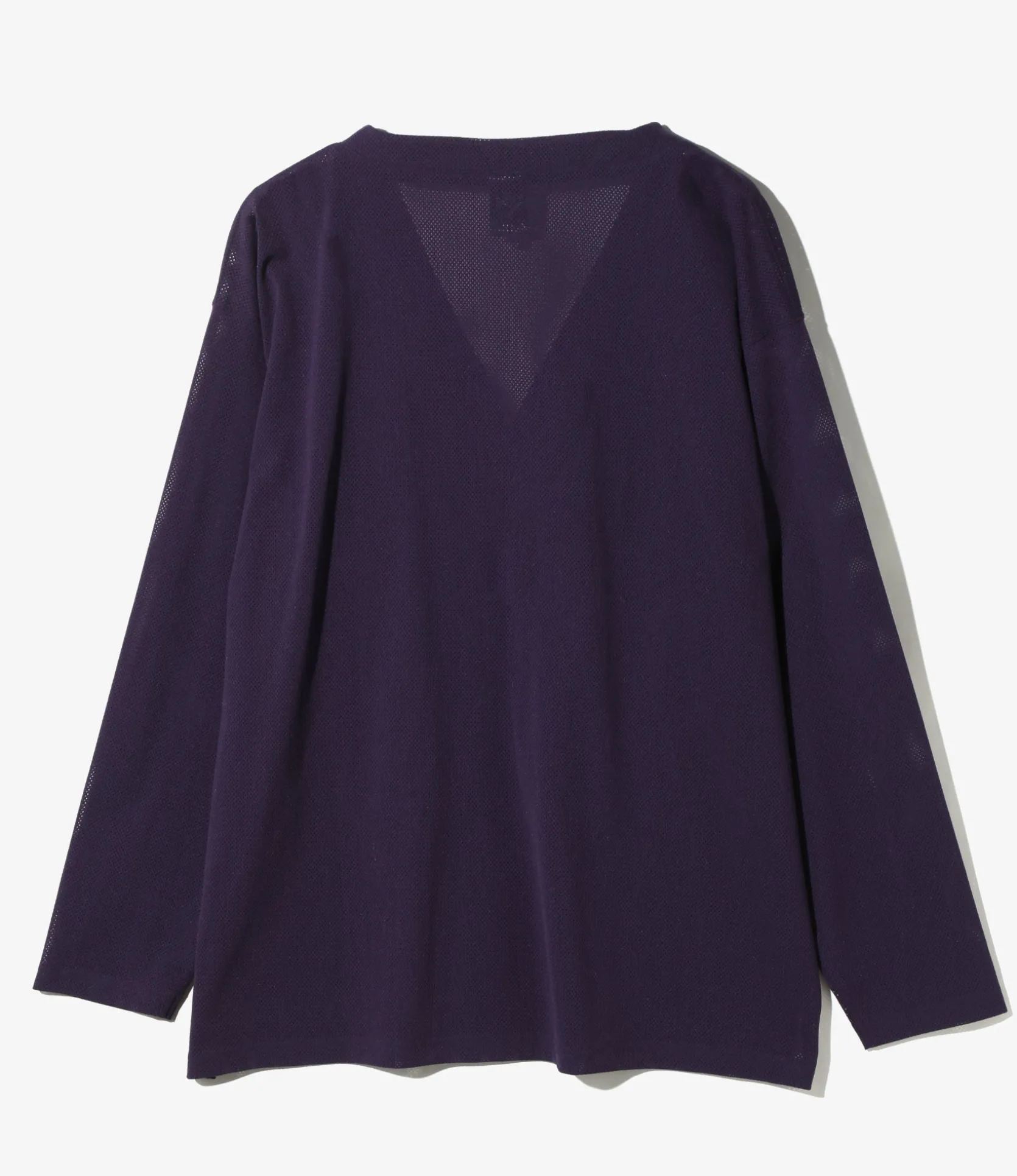 S.S. V Neck Cardigan - Dk. Purple - Knit Mesh