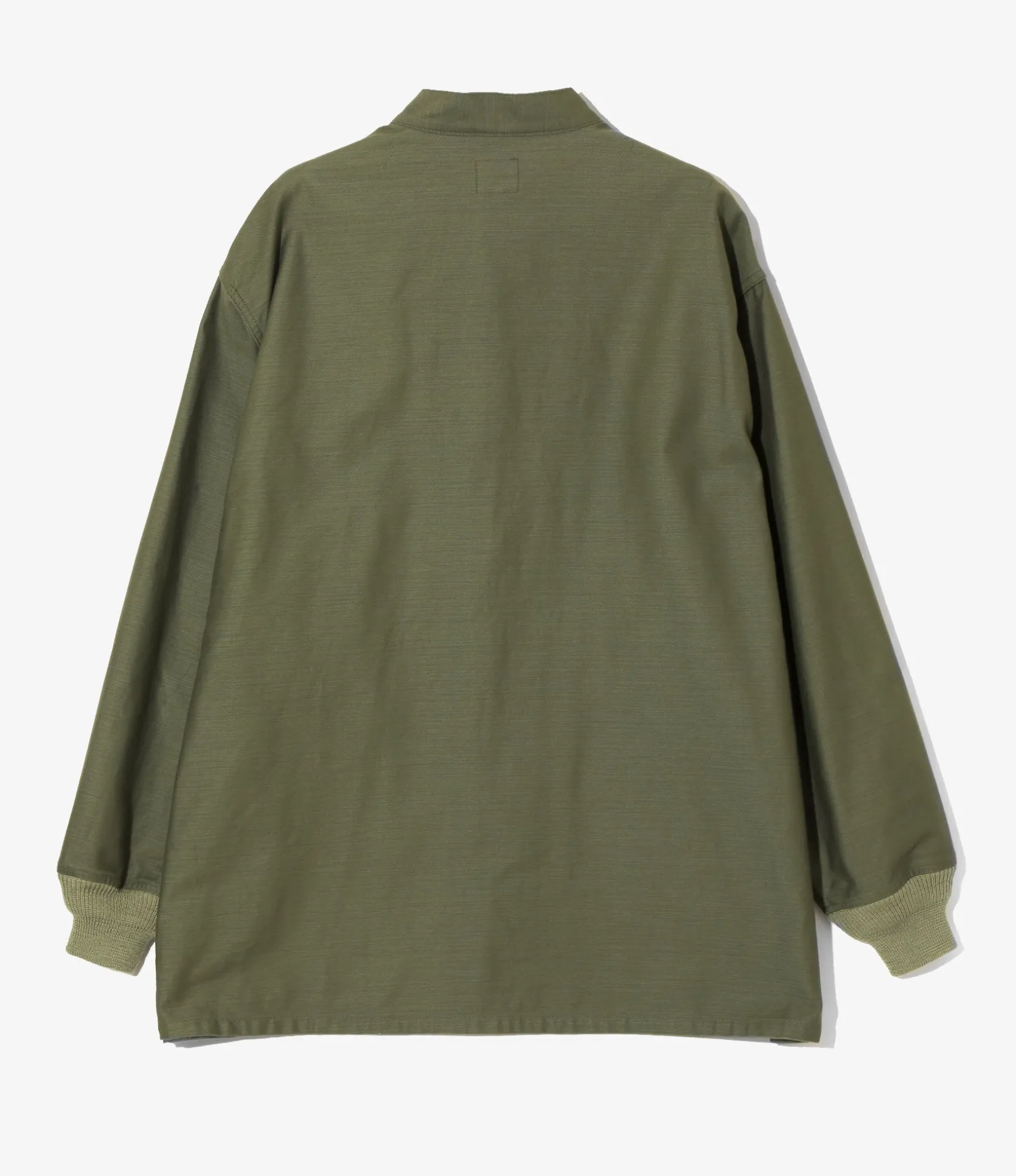 Stand Collar Army Shirt - Olive - Back Sateen