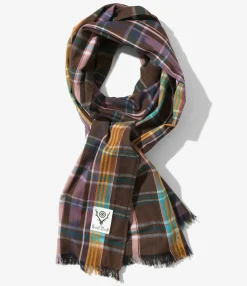 Stole - Brown / Sax - Ikat Plaid